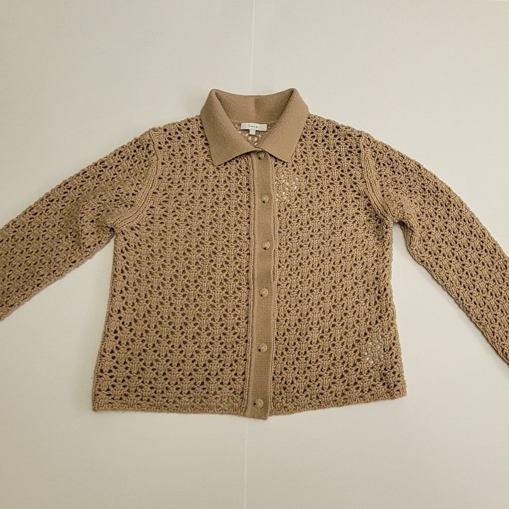 Vince Crochet Wool & Cashmere-Blend Cardigan - Picture 5 of 12